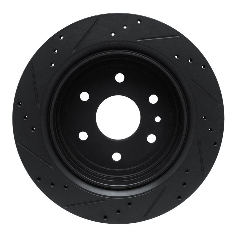 Cadillac XTS Brake Rotor (1) - Rear Right - R1 Concepts - Drilled & Slotted - Black - `13-`19